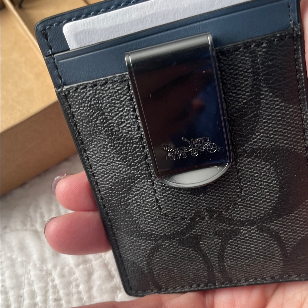 Coach Black Signature Money Clip and Card Holder Set - Picture 5 of 6